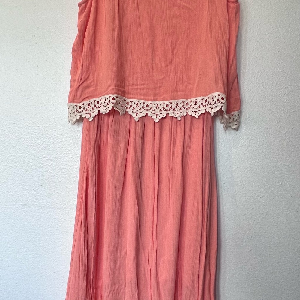 Charming Peach Lace-Trimmed Nurture Dress